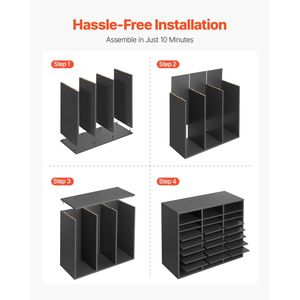 Organizzatore per Ufficio in Legno a 24 Scomparti con Ripiani Regolabili in MDF, Armadietto Portadocumenti - Product Image 6