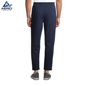 Pantalon de survêtement en coton bleu marine pour homme, taille élastique, décontracté, avec poches latérales, respirant, léger, pour le sport - Product Image 2