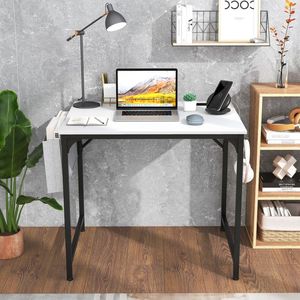 Scrivania Moderna in Legno da 32 Pollici per Casa e Ufficio con Stazione di Ricarica, Borsa Portaoggetti e Gancio per Cuffie - Product Image 2