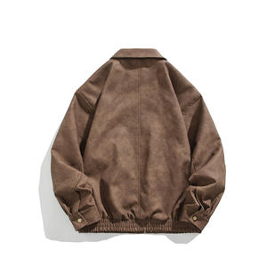 Chaqueta Americana Marrón para Hombre, Estilo Casual, Holgada, con Hombreras, Cuello Alto, Logotipo Frontal, de Lona, para Otoño - Product Image 2