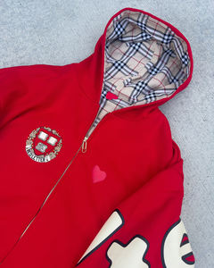 Sweat-shirt à capuche zippé Y2K double face teint en fil, style streetwear, avec impression en relief personnalisée, pour hommes et femmes - Product Image 3