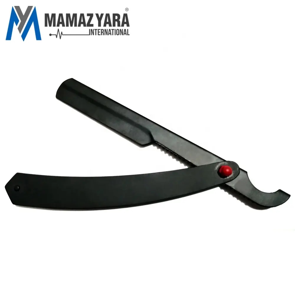 Barber Turkish Cut Throat Straight Razor Metal Handle Stainless Steel Blade Holder with logo MYI-BTY-00205