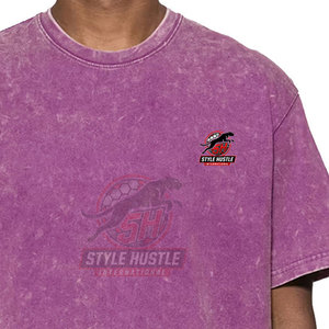 Camiseta con logo personalizado estampado a bajo precio, estilo acid wash para hombre, 100% algodón, corte holgado, para hacer ejercicio, camiseta acid wash para hombre - Product Image 5