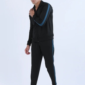 Ensemble de survêtement pour homme, veste de sport zippée et pantalon à rayures latérales, tenue de jogging décontractée, vêtements d'entraînement, fournisseur direct d'usine - Product Image 4