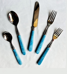 Minimalist Style Flatware <b>Set</b> Eco Friendly Durable 18/<b>8</b> Stainless Steel Mirror Polish Resin Handle <b>Dinnerware</b> Cutlery <b>Set</b> - Product Image 1