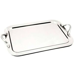 Bandeja de Servir Rectangular de Metal Plateado Martillado de Lujo con Borde Decorativo de Cuentas para Bodas, Hoteles y Catering - Product Image 5