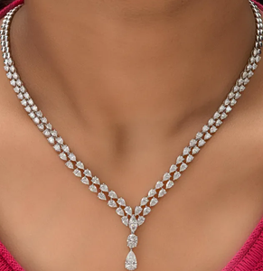 <b>Iced</b> <b>Out</b> Pear Cut Moissanite Necklace 925 Silver Wedding Engagement Anniversary Jewelry - Product Image 1