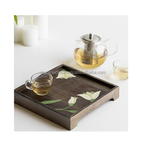 Plateau de service en bois moderne de luxe, fabriqué à la main, plateau décoratif pour intérieur et extérieur, présentoir de salon et de patio, 100 pièces - Product Image 5