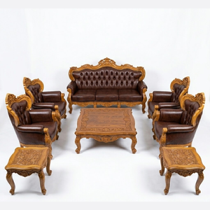 Living Room <b>Convertible</b> <b>Sofa</b> Set Made of Solid Teak Wood with Soft Foam Lining and Beautiful Carvings Modern Design - Product Image 1