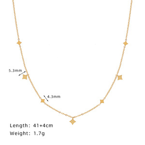 Collana da Donna Stile Classico <span class=keywords><strong>con</strong></span> Ciondolo a Stella, Catena <span class=keywords><strong>in</strong></span> Acciaio Inossidabile Placcato <span class=keywords><strong>Oro</strong></span>, Non Sbiadisce, Ideale per Regali e Occasioni Speciali - Product Image 2