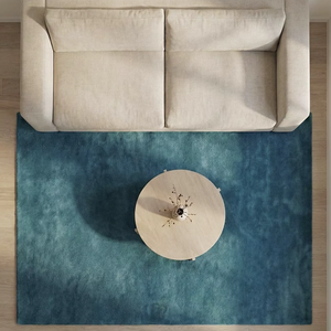 Alfombra Abstracta de Lana Tufted Hecha a Mano, Ecológica, Gruesa, Moderna, Color Azul Turquesa, Suave, para Sala de Estar, Contemporánea, Minimalista - Product Image 2