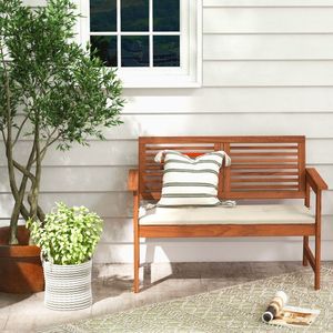 Panca da giardino in legno massello per 2 persone con schienale e cuscino - Vista Galleria 1 di 9 - Product Image 5
