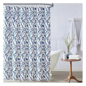 Attractive Geometric Stripe Wave Line Black White Bathroom Shower Curtains Fabric Waterproof Embroidered Polyester Bath Curtains