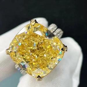 Anillo de Halo con Diamante Moissanite Amarillo Corte Cojín de Lujo para Mujer, Plata 925 Original, Regalo de Promesa, Joyería Única para Novia - Product Image 5