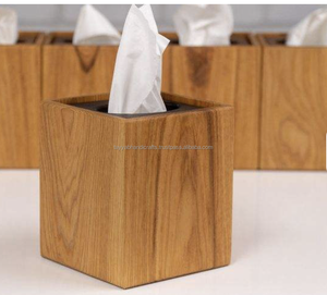 Boîte à mouchoirs en bois de petite taille personnalisable, design classique, construction durable, logo de couleur personnalisé, rangement élégant pour table basse, usage commercial - Product Image 2