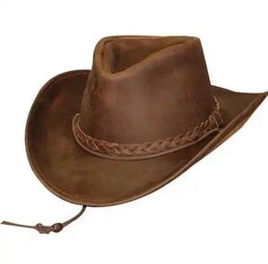 Sombrero de Vaquero de Cuero Genuino Marrón Estilo Occidental Hecho a Mano con Logotipo Personalizado, Novedad 2026, Venta al por Mayor, Proveedor Mayorista - Product Image 3