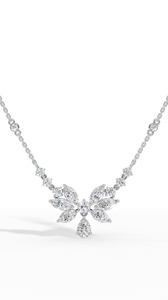 จี้เพชรทรงลูกแพร์และทรงมาร์คีส์  เพชรเลี้ยงในห้องปฏิบัติการ  ทอง 10K  ไร้สี  ระดับความสะอาด VVS  สำหรับงานแต่งงาน - Product Image 5