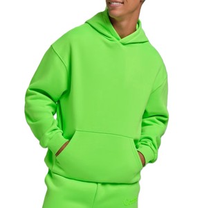 Sweat-shirt à capuche unisexe surdimensionné en molleton vert fluo, couleur unie, streetwear décontracté, imprimé personnalisé, brodé, doux et respirant - Product Image 1