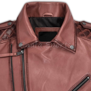 OEM Custom High Quality Real Genuine Jacket Casual Motorcycle Biker Bomber Zip up Leather Jacket for Men - Product Image 3