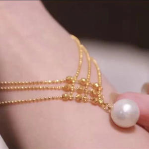 Collier de style rétro français plaqué or 14 carats, perle d'eau douce de haute qualité, tempérament simple, lumière intense, accessoire de cou de niche - Product Image 2