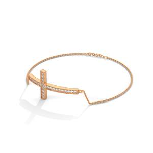 Un délicat bracelet unisexe en or jaune, blanc ou rose 9 carats avec un diamant cultivé en laboratoire de 0,28 ct, style pavé classique, idéal pour un mariage ou un cadeau de fiançailles. - Product Image 6