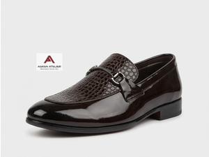 <b>Men's</b> <b>Patent</b> Loafers for Embossed Pattern Pointed Toe Slip-On Dress <b>Shoes</b> Anti-Slip Breathable Elegant Buckle Decoration - Product Image 2