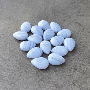 Agate bleue véritable, cabochon en forme de goutte d'eau, poli, pierre précieuse en vrac - Product Image 5