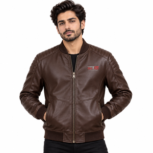 Veste en cuir pour homme, style décontracté, avec fermeture éclair sur le devant et col montant, prix bas, meilleur design, cuir d'agneau de haute qualité - Product Image 1