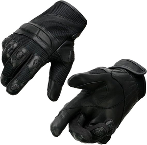 Guantes de Motociclismo Deportivos Samroz para Mujer, Negros, de Cuero y Malla - Product Image 1