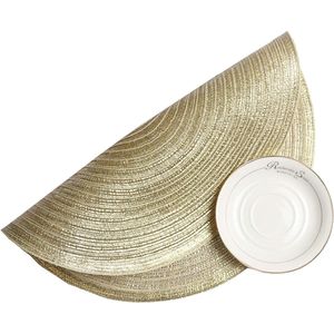 Set di 6 Tovagliette Rotonde con Glitter Dorati, Lavabili, per Natale, Feste, Matrimoni, Stile Luccicante - Product Image 1