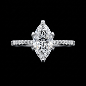 Bague de fiançailles Marquise fascinante avec sertissage sculptural style cathédrale et style diamant intemporel - Product Image 1