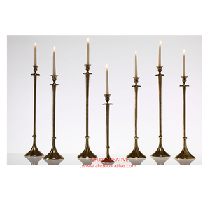 Tall Gold Metal <b>Candlestick</b> Holder Traditional Spindle Pillar Candle Stand Elegant Brass Finish <b>Candlestick</b> for Wedding Center - Product Image 6