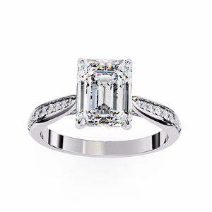 Bague solitaire en diamant de laboratoire 3 carats, taille émeraude, or 14 carats, bijoux fins, bijoux éthiques et durables - Product Image 2