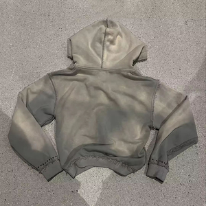 Sudadera con Capucha Personalizada Vintage para Hombre, Lavada al Ácido, con Efecto de Pintura Salpicada, Desgastada por el Sol, 420GSM - Product Image 2