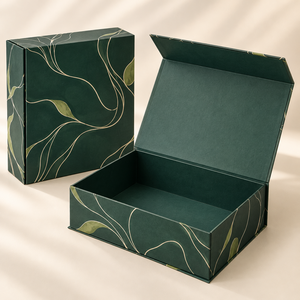 Caja de Regalo Magnética con Diseño Abstracto de Esmeralda, Estilo Libro, para Colecciones de Marcas de Cuidado de la Piel - Product Image 2