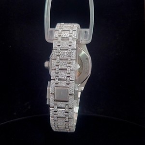 Reloj de Lujo con Diamantes, Esfera Plateada, Automático, para Hombre, Diseño Real, Estilo Hip Hop, con Brazalete - Product Image 3