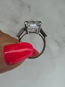 Anillo de Diamantes de Lujo Tishya de 12 Quilates con Certificado IGI, Corte Radiante, Cultivado en Laboratorio, para Mujer, Oro Blanco de 14K, F VVS2 - Product Image 1