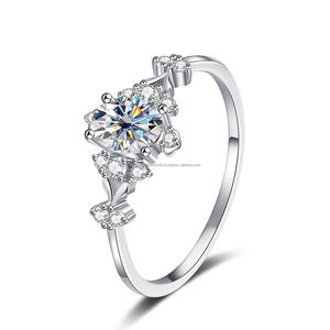 Round Cut Moissanite Engagement <b>Ring</b> <b>925</b> Sterling <b>Silver</b> Elegant Floral Inspired Bridal Jewelry Gift For Women Luxury Design - Product Image 1