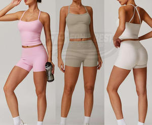 Conjunto Deportivo Sólido para Mujer, Transpirable, Amarillo Mantequilla, 2 Piezas, Sujetador Deportivo con Tirantes, Leggings Ecológicos de Cintura Alta para Yoga, Gimnasio, Baile - Product Image 2