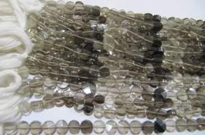 Perles de quartz fumé naturel en forme de pièce de monnaie, facettées, 5 mm, brin de 13 pouces - Product Image 4