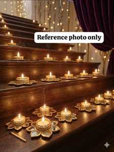 เชิงเทียนลายดอกบัวแบบกระจกสะท้อนแสงสำหรับตกแต่งเทศกาลดีวาลีปี 2026 ตกแต่งบันได ตกแต่งระเบียง ตกแต่งรังโกลี - Product Image 2