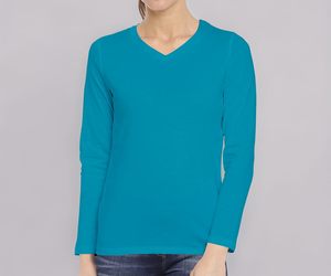 Camiseta Básica de Primavera para Mujer, Proveedor Mayorista, Camiseta de Manga Larga con Cuello en V - Product Image 2