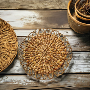 Lujosos manteles individuales redondos de jacinto de agua Natural, mantel de mesa para servir de paja para cocina, uso decorativo para el hogar - Product Image 3