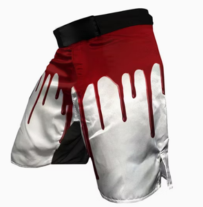 Shorts MMA personnalisés pour hommes, séchage rapide, arts martiaux mixtes, design sublimation bleu-gris, logo avant - Product Image 5