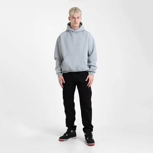 Sweat à capuche décontracté pour homme 100 % coton, hiver, coupe oversize, logo brodé, polaire française unie, écologique, teinture unie - Product Image 5