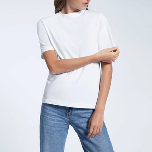 เสื้อยืดคอกลมสีขาวสำหรับผู้หญิง ผ้าฝ้าย 100% ทรงปกติ แขนสั้น สไตล์ลำลอง ใส่ได้ทุกฤดู ระบายอากาศได้ดี ผ้าฟลีซ แห้งเร็ว - Product Image 3