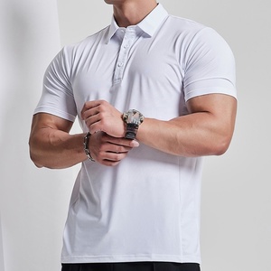 Polo de haute qualité avec impression personnalisée du logo, t-shirt de sport et de fitness à manches courtes, polo de golf uni pour homme en vente - Product Image 2