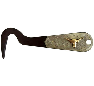 Cure- sabot antique en acier brun, gravure argentée Barrel Racing - Product Image 6