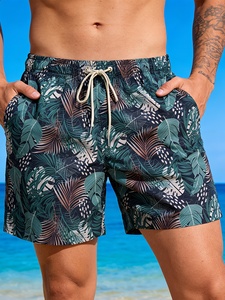 Men's casual <b>shorts</b> Streetwear apparel Summer beachwear Woven cotton fabric Relaxed silhouette Drawstring Closure - Product Image 4