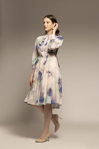 Vestido de Mujer de Excelente Calidad, Moderno, con Estampado Abstracto Blanco, Corte en A, Informal, para Fiestas y Uso Diario - Product Image 3